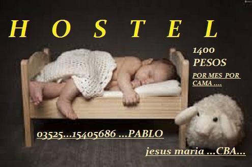 alquilo hostel 1400 pesos por mes por cama jesus maria cordoba