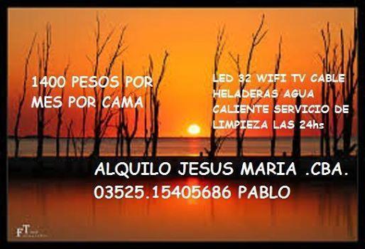 ALQUILO EN JESUS MARIA CORDOBA ARGENTINA 1400 PESOS POR MES POR CAMA