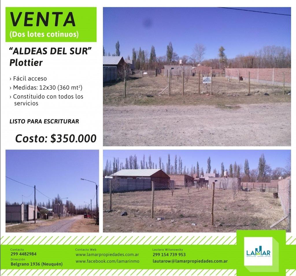 Vendo Lote dos lotes continuos Aldeas del Sur Plottier