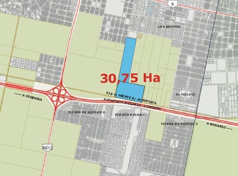 Extraordinaria parcela de campo de 30ha a la venta sobre Autopista Rosario Córdoba frente a Puerto Roldan ROLDAN y F