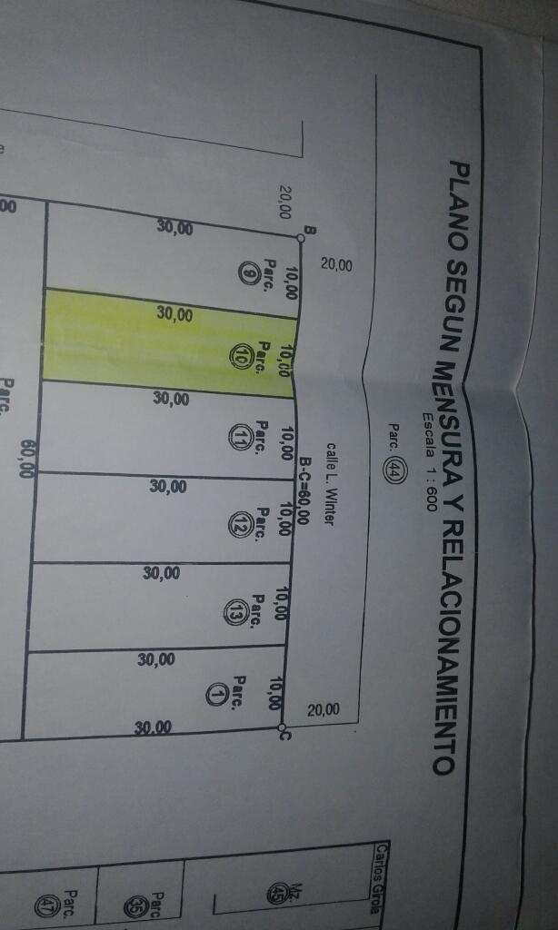 Vendo Urgente Terreno 10x30