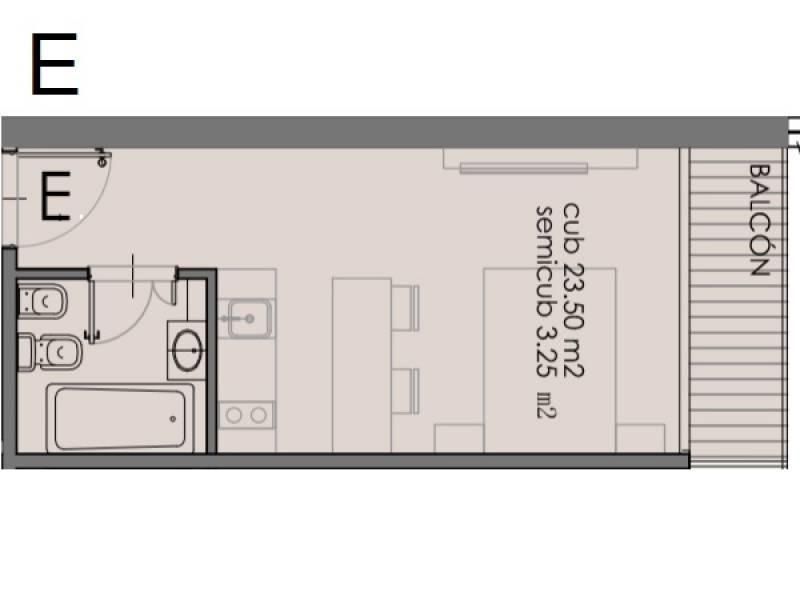 Departamento de Pozo al Contrafrente con Balcón