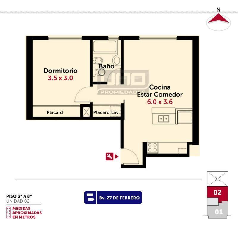 27 de Febrero y Pte. Roca Dpto de 1 Dormitorio. Cochera disponible. Vende Uno Propiedades