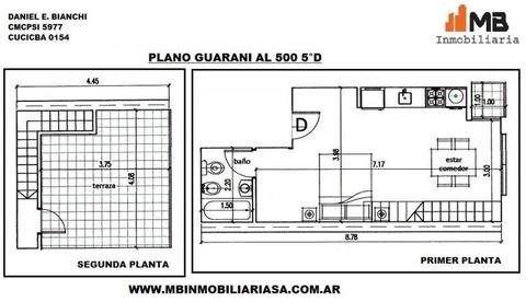 Parque Patricios monoamb.c/terraza Guarani al 500 5°D