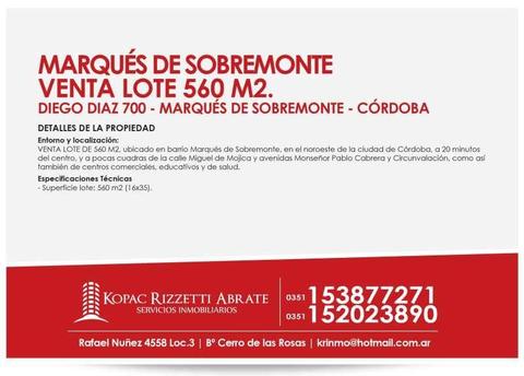MARQUÉS DE SOBREMONTE VENTA LOTE 560 M2